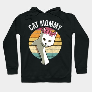 Retro Vintage Cat Mommy Funny Mothers Day Gift Hoodie